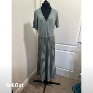 Soft Surroundings Petites Large blue green Sparkle Surplice Sweater Dress